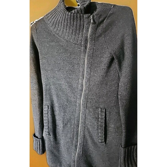 Athleta Chill Factor Sweater Coat Heavy WoolBlend Non Itch Sz S Charcoal Grey B7 - Picture 2 of 10